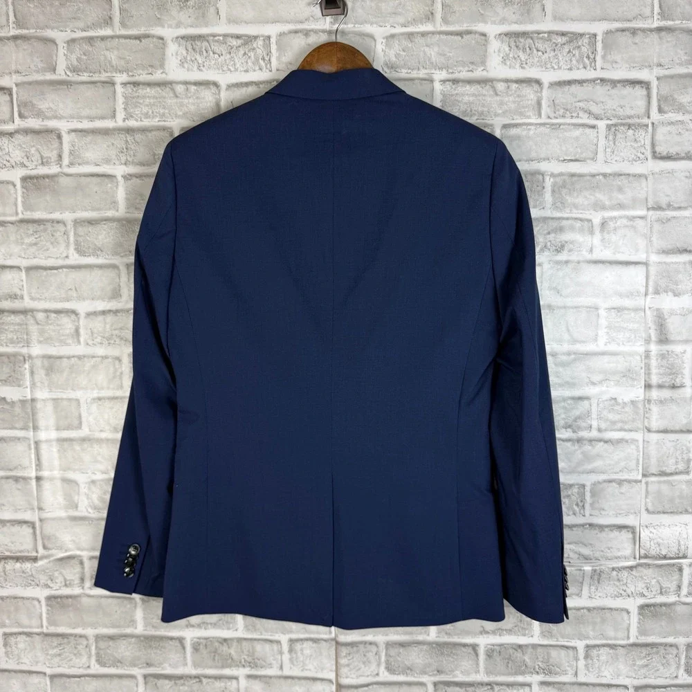 H&M Slim Fit Blazer Mens 38R Dark Blue Two Button Notch Lapel Suit Jacket NEW